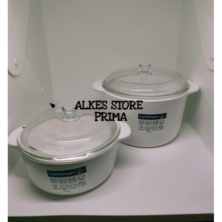 Panci Kaca Tahan Panas Luminarc Vitro Vitroline set 1,5L + 3L