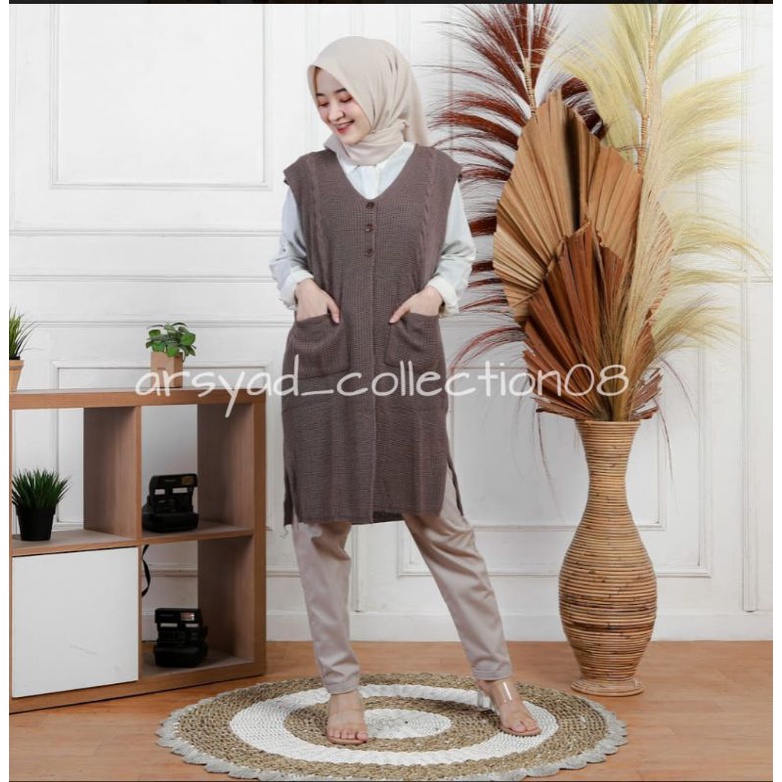 Vest long kancing tunik Asrini muslim branded 7 gauge