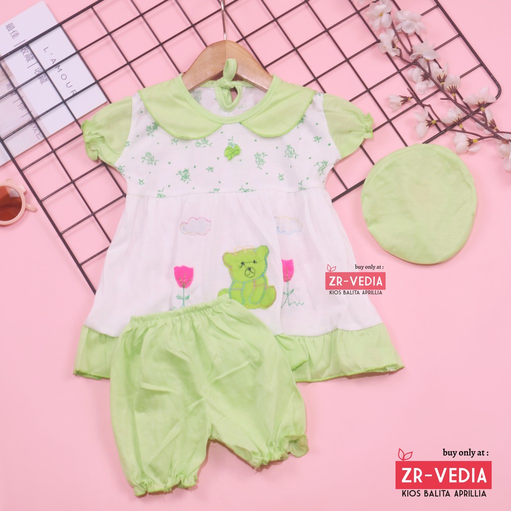 (GRATIS BANDANA/TOPI) Setelan Baby Naomi 0-12 Bulan / Baju Anak Bayi Perempuan Bahan Katun New Born Kiosbalitaaprillia