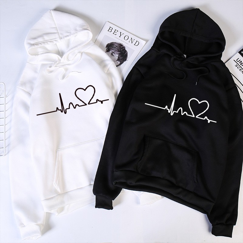 IvannaCollection Sweater Hoodie Wanita Love Statistik Bahan Fleece Premium Tebal