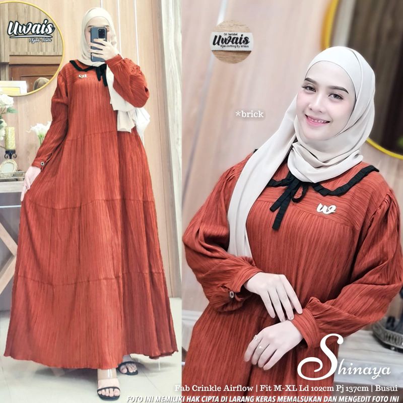 SHINAYA DRESS BO KAIN CRINKLE LD 110 CM PB 138 CM  DRESS TERBARU COCOK UNTUK KONDAGAN DAN ACARA LAIN NYA BAJU DRES KEKINIAN DAN SIMPLE NYAMAN DIPAKAI BAJU DRES 2022