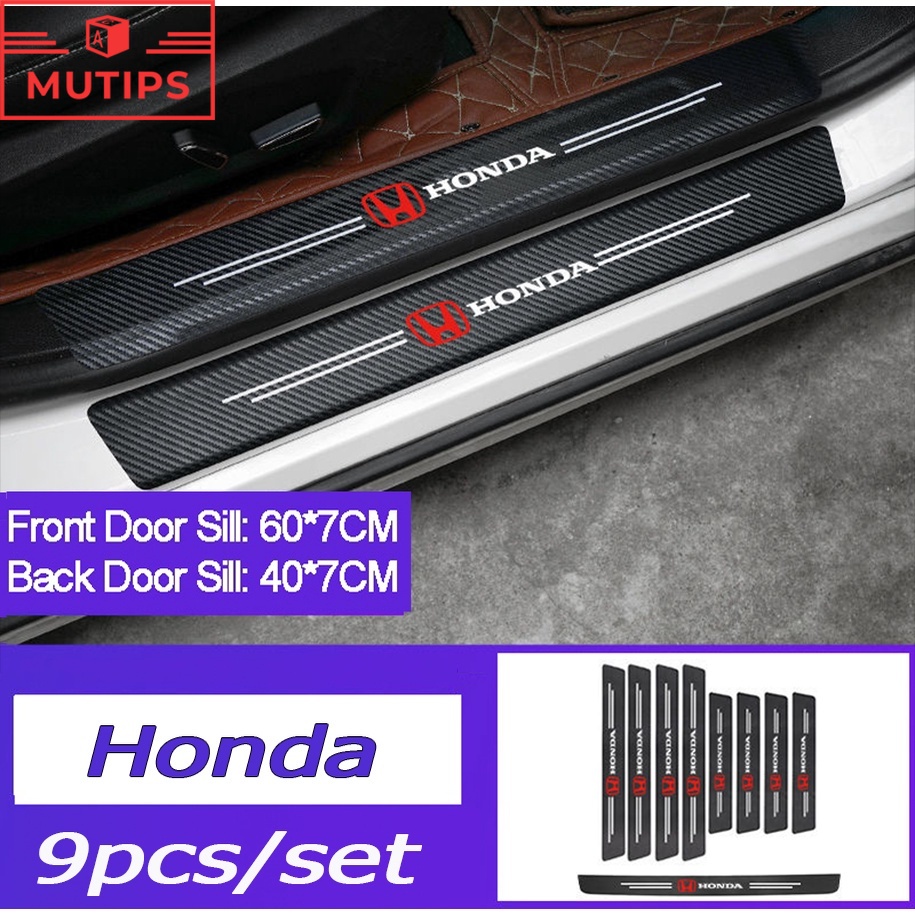 Honda 9Pcs Stiker Pelindung Pintu Mobil Bahan Carbon Fiber Anti Gores Untuk Freed Brio City Civic CRV HRV BRV