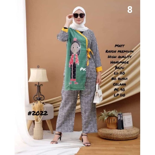 Baju casual wanita Setelan Rayon Motif Mbok Jamu