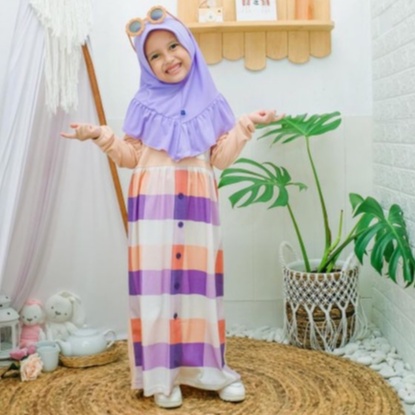 Gamis kaos anak raggakids RG42 salem Ungu