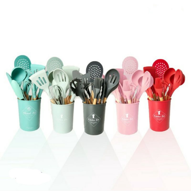 Alat Masak / Peralatan Masak 12 in 1 SET Silicone Kitchen Set Spatula