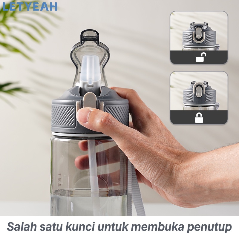 letyeah 800ml Botol minum olahraga sport /Botol air olahraga Portable dengan sedotan /bpa free