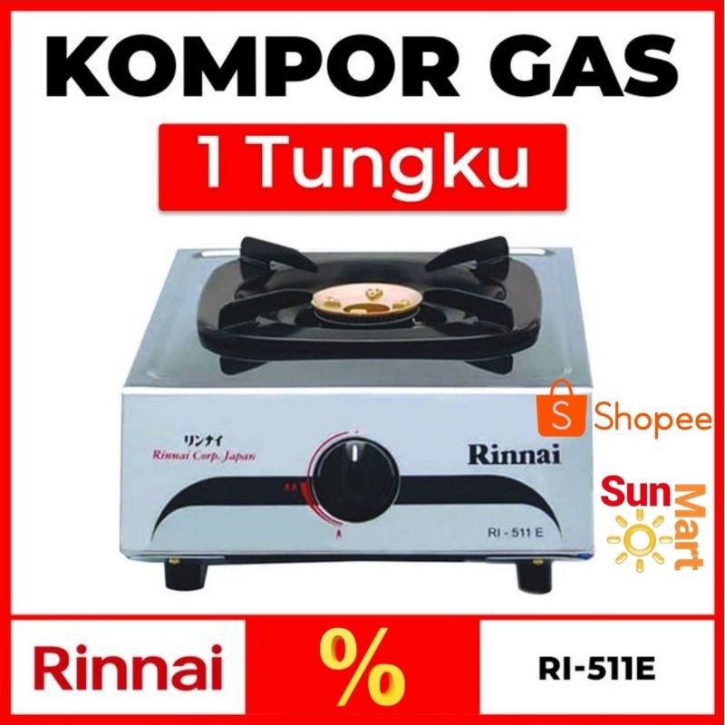 CUCI GUDANG Kompor Rinnai 1 Tungku RI-511 E Stainless Steel Ri 511 E