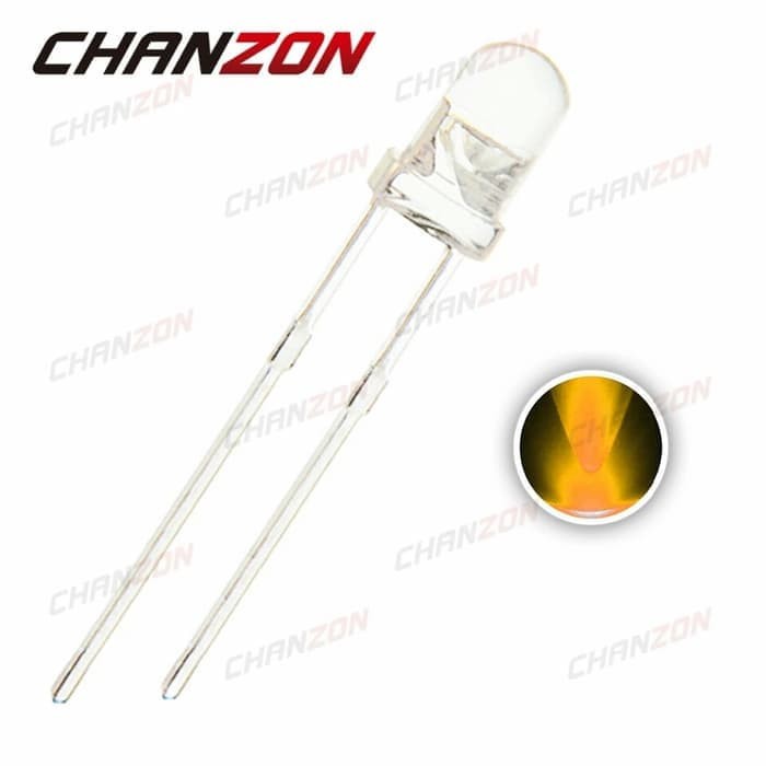 LED Yellow 3mm Diode Super Bright Round Through Hole Clear Transparant