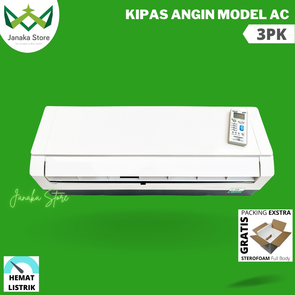 Kipas Angin Model AC 3PK Remote | Kipas Angin Dinding Remot Plus LED + ICE GEL 4 Pcs