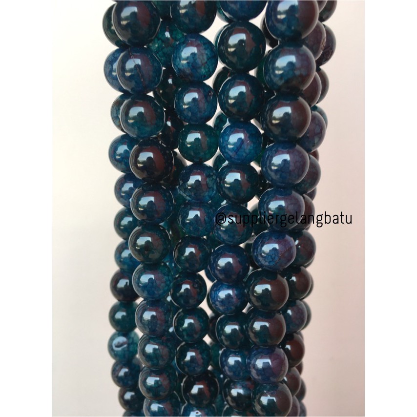 batu agate biru serat blue onyx 12mm akik alam natural supplier craft supplier grosir craft fashion