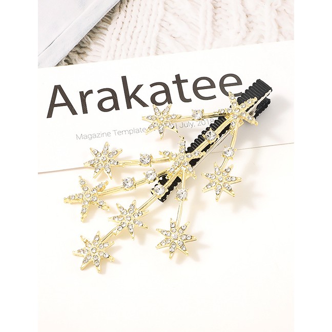 LRC Jepit Rambut Fashion Silver Five-pointed Star Diamond Alloy Hairpin P59227