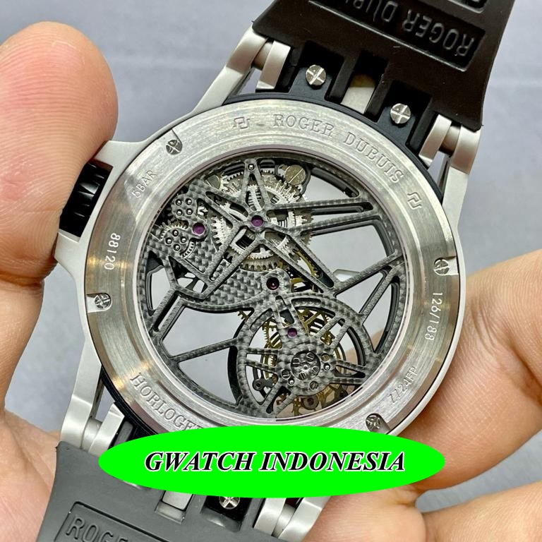 Cod  Jam Tangan Pria Branded Roger Dubuis Excalibur Spider Skeleton Flying Tourbillon JBF 1:1 Rubber