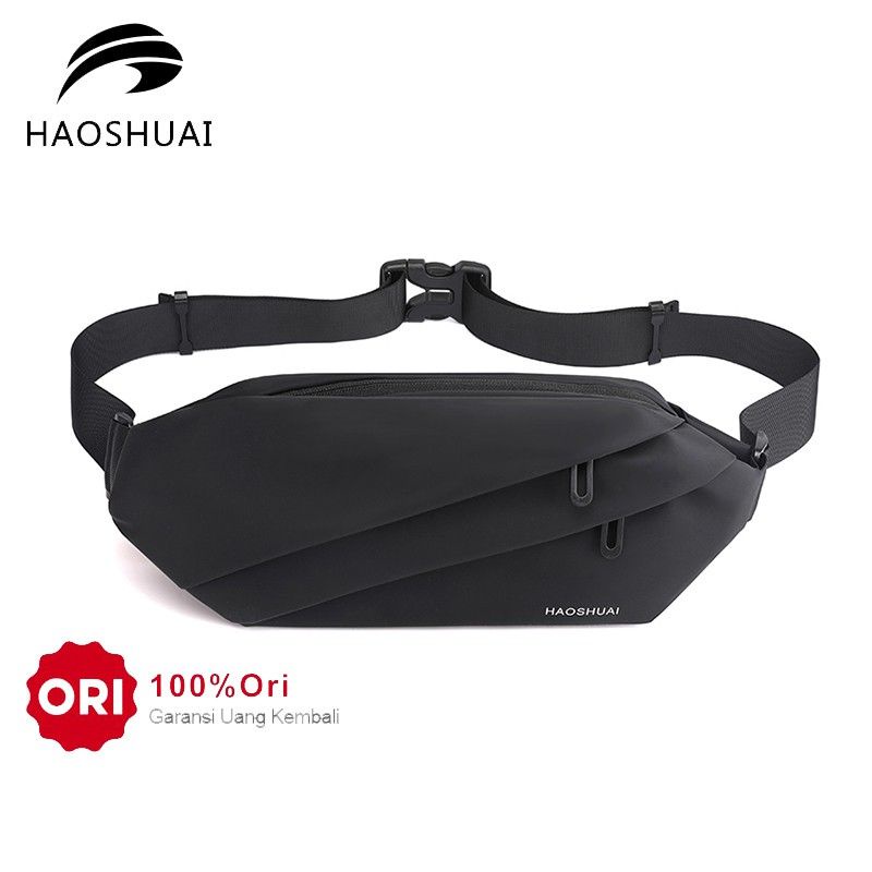 Waistbag pinggang Haoshuai Tas Pinggang Pria Wanita Waistbag Waterproof Anti Air Import Tas