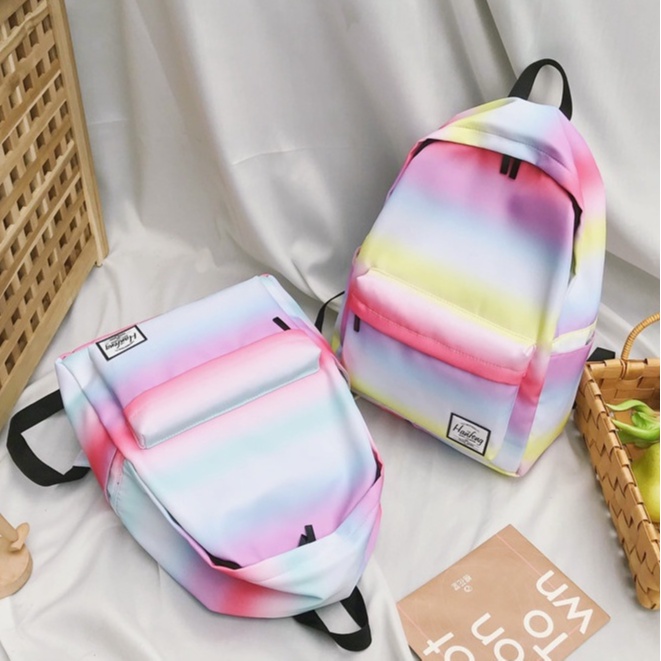 TAS RANSEL GRADASI OMBRE NEW VERSION UKURAN BESAR MODEL WARNA ESTETIK TAS ANAK / REMAJA GRADASI COLOUR BEST QUALITY BIG SIZE READY STOK HARGA TERJANGKAU