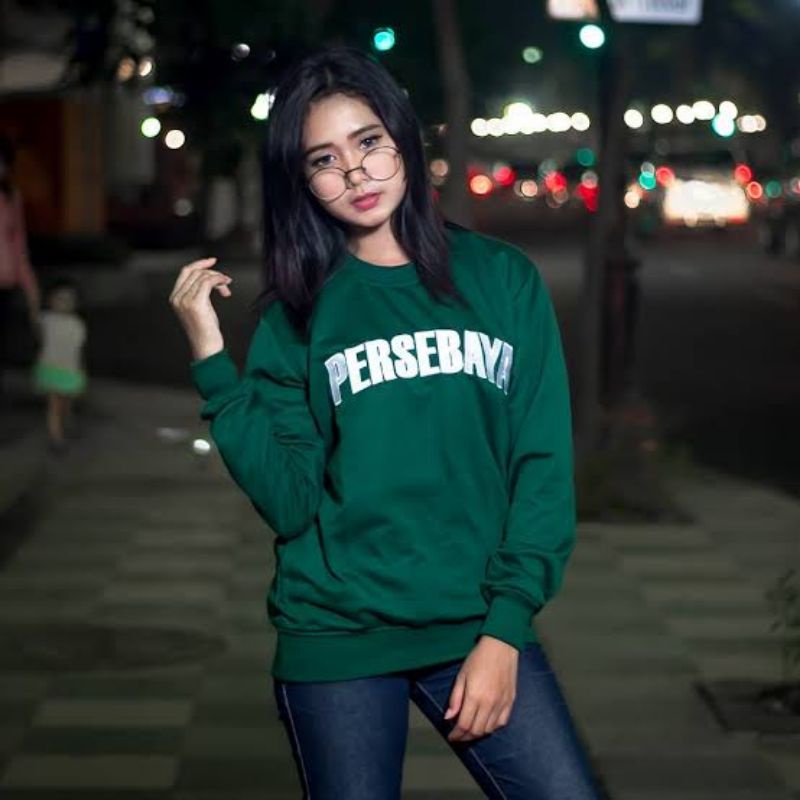 JAKET SWEATER PRIA PERSEBAYA BONEK CREWNECK FREE MASKER