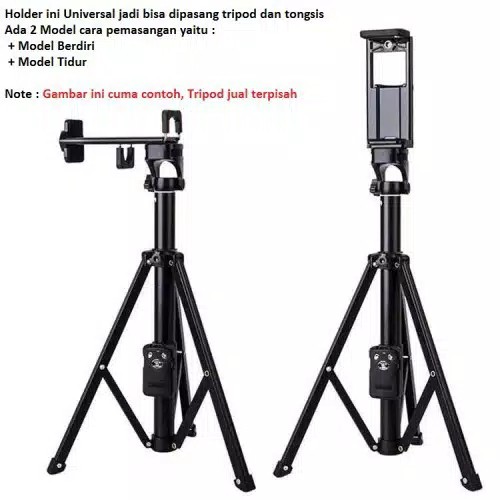 Kepala 2in1 Holder Tablet Tab Handphone untuk tongsis tripod