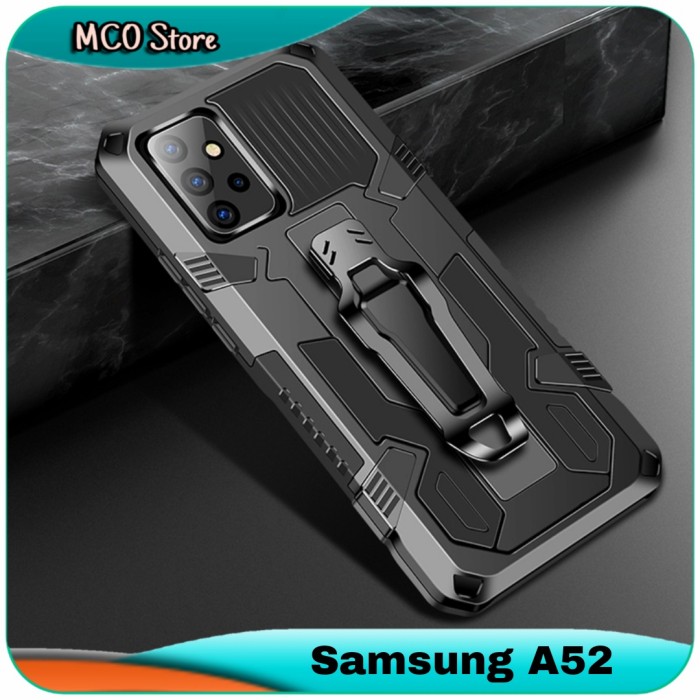 Casing Samsung Galaxy A52 A 52 Belt Armor Stand Hard Case Cover