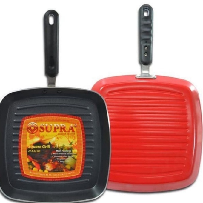 Supra Square Grill Pan 27 cm / Teflon Segi 27cm / Pan Petak 27cm