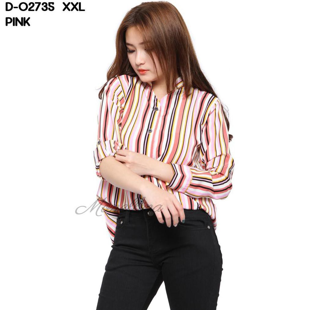 Fashion Baju Kemeja Atasan XXL Jumbo Murah Wanita Kekinian D-02735