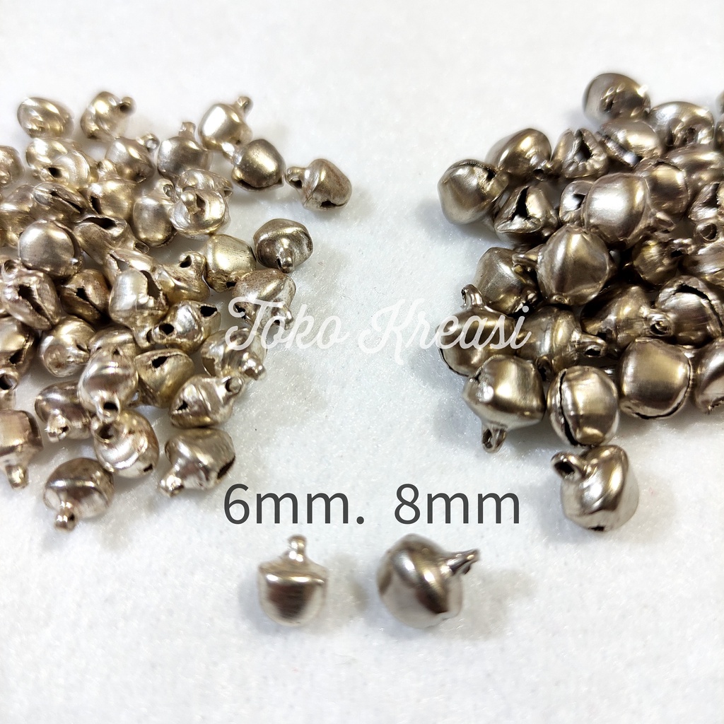 (Per Pcs) Lonceng warna silver / Lonceng Kucing / Kelintingan / Bel 6mm 8mm