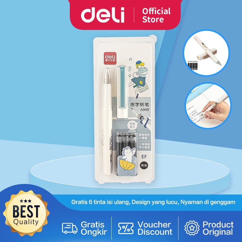 

Deli Fountain Pen / Pulpen Kaligrafi EF tip design lucu gratis tinta isi ulang A949