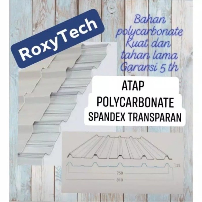 Atap Polycarbonate / Spandex Transparan RoxyTech panjang 3 m