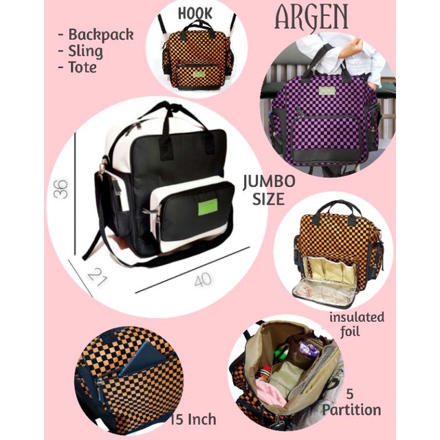 Tas  Perlengkapan Bayi  /  PREMIUM ARGEN  DIAPERS BACKPACK  RANSEL Diapers Bag Baby   Tas Perlengkapan Bayi Argen / Tas Perlengkapan  Baby