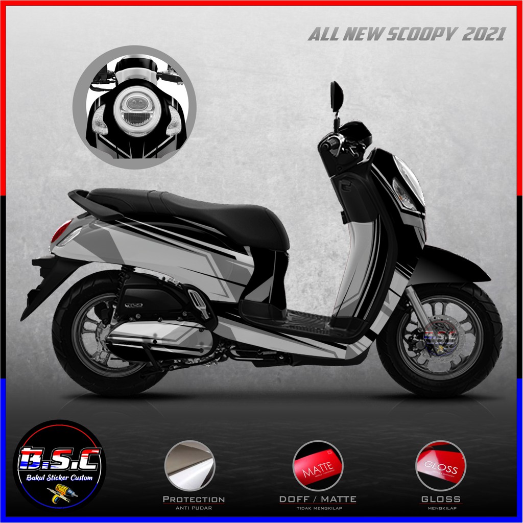 Sticker Decal FULL BODY + FULL PART Scoopy FI Scoopy 2021 Motif Flash Racing Grey