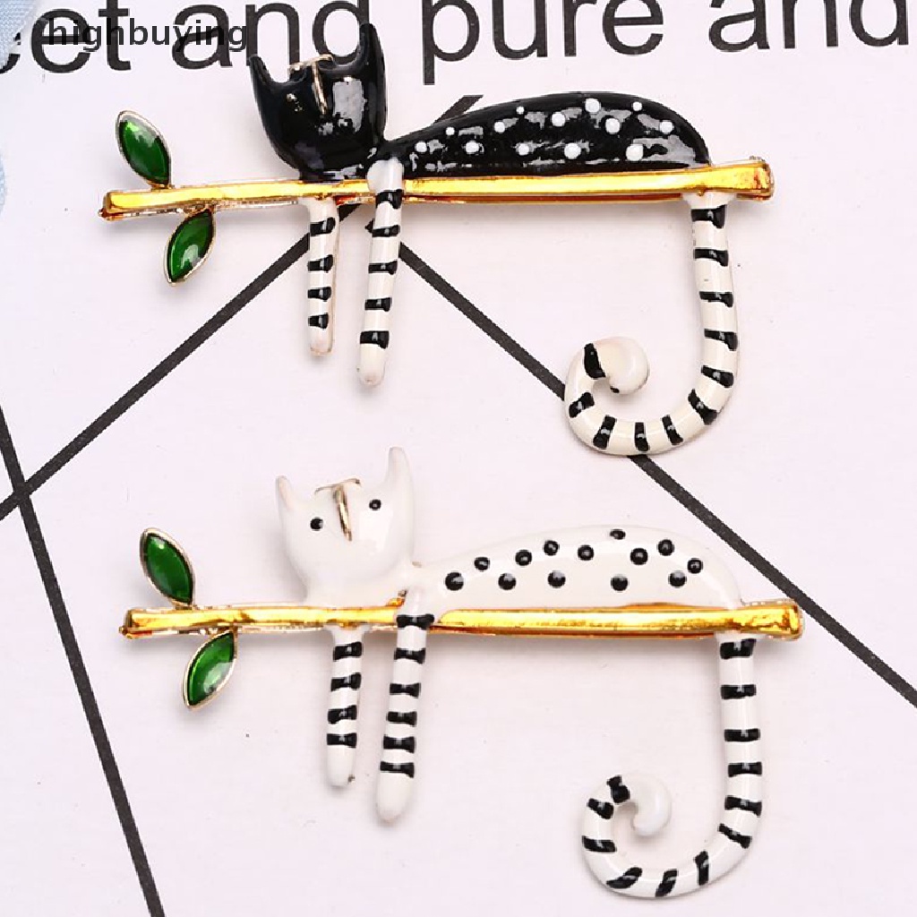 Hbid Bros Pin Kerah Motif Kucing / Ranting Gelombang Untuk Aksesoris Fashion