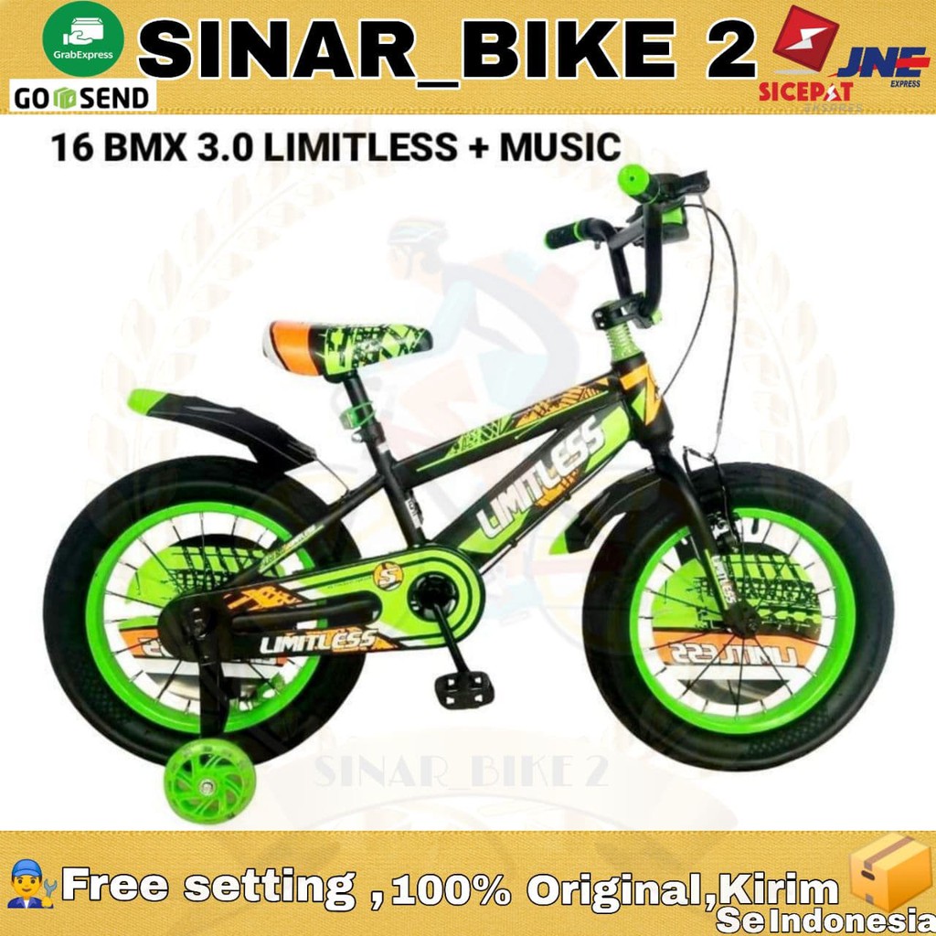 Sepeda Anak Laki BMX 16Inch LIMITLESS 3.0 Musik Lampu (Ekspedisi)