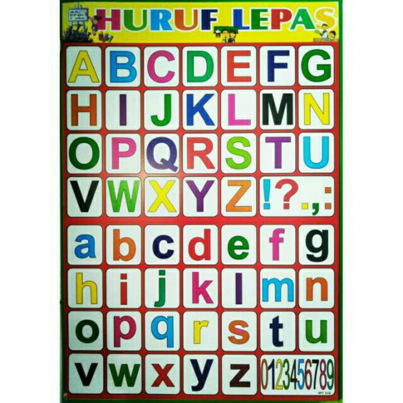 Poster Edukasi Anak Huruf Abc Angka Hijaiyah Hewan Buah Sayur Murah Grosir Eceran Paket