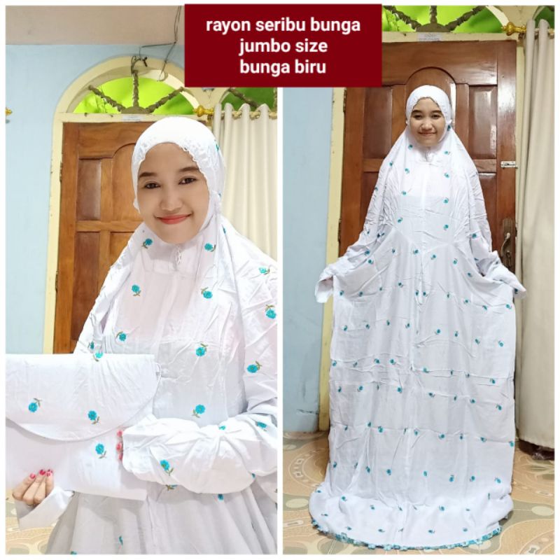 Mukenah terusan Jumbo rayon seribu bunga
