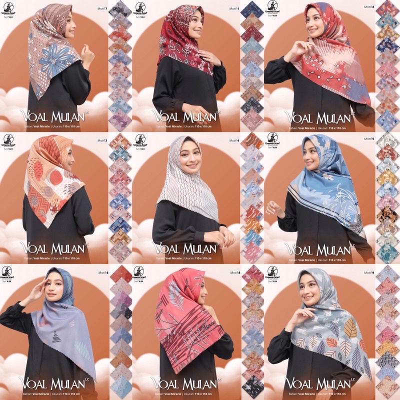 UMAMA VOAL MULAN LC | Kerudung/jilbab/hijab segiempat voal motif lasercut