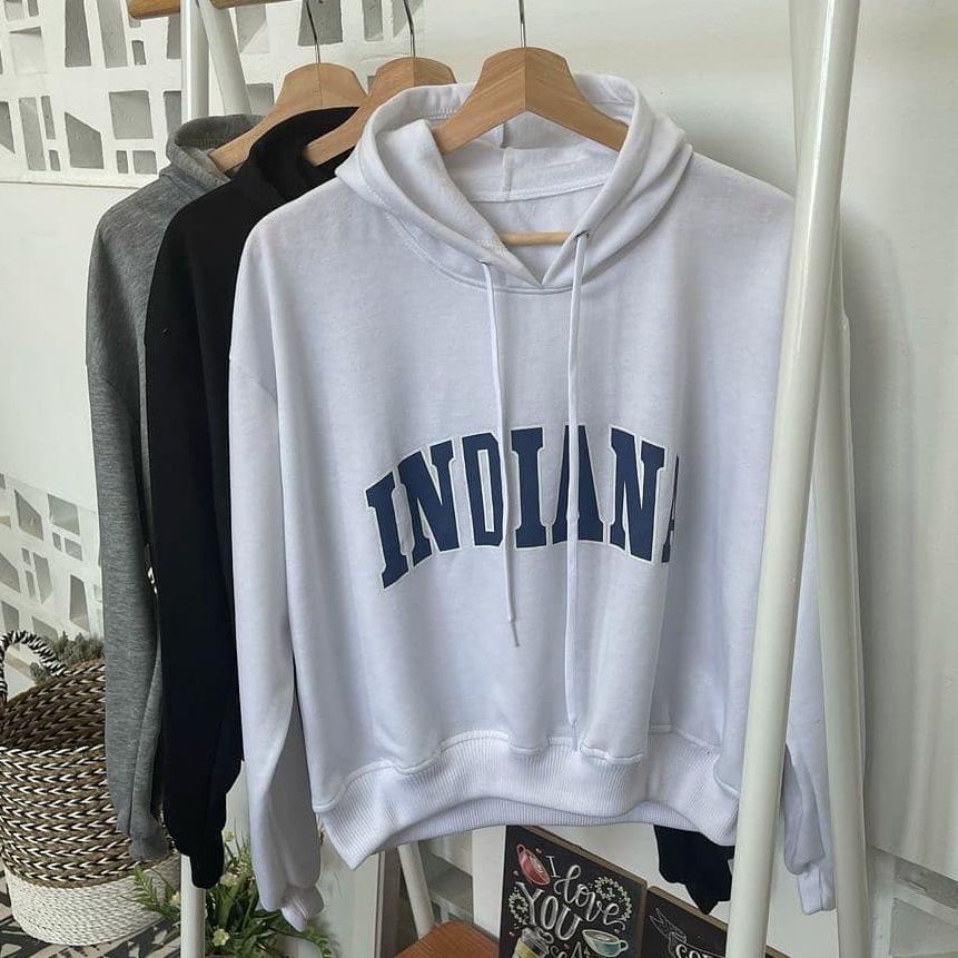 Zanah Hoodie Wanita Pria Word Indiana Terbaru