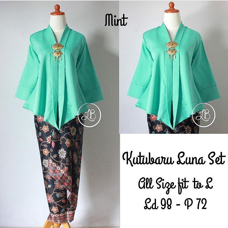 Kebaya Modern Setelan Floy Kutu Baru Mint