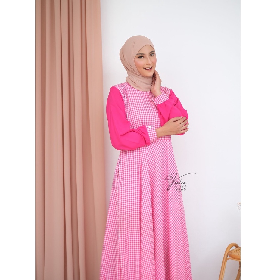 KALEAOUTFIT - ZALINA DRESS WARNA FANTA MOTIF KOTAK PREMIUM - GAMIS JUMBO MURAH BUSUI FRIENDLY SIZE XXL - KOREAN STYLE TERBARU - FASHION MUSLIM WANITA LIMITED EDITION - BAJU REMAJA KEKINIAN - BISA COD