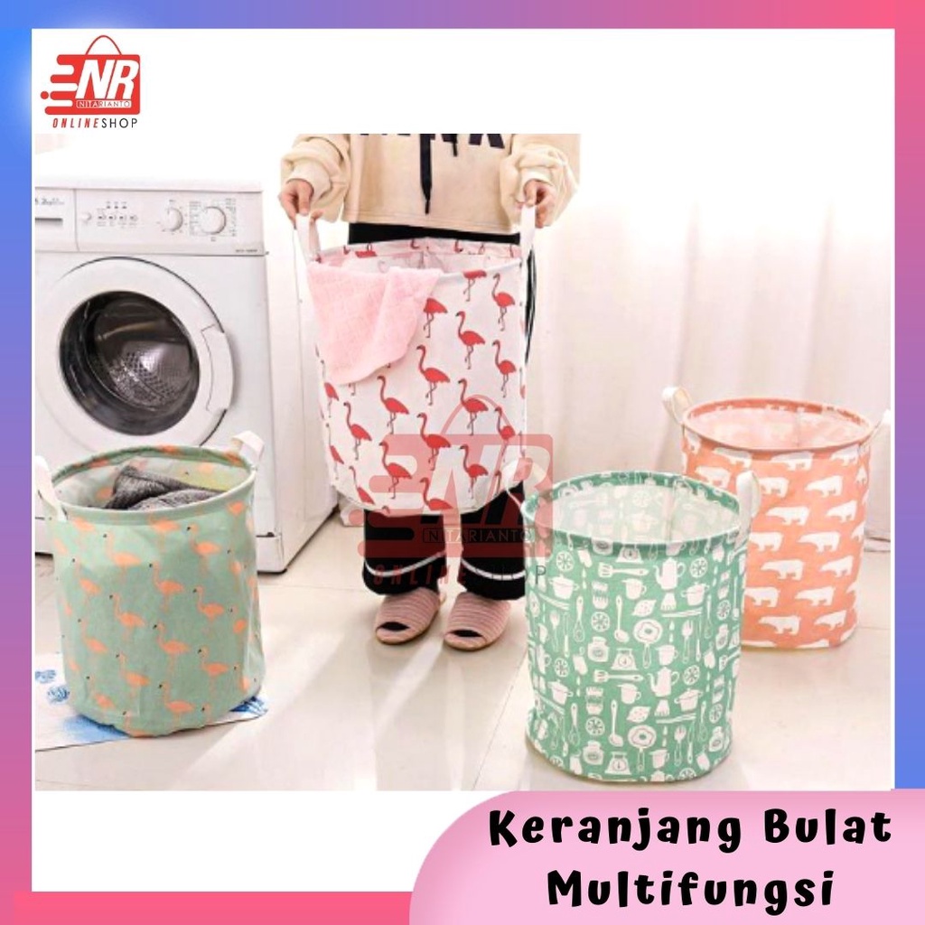 Keranjang baju kotor bulat / laundry bag jumbo / keranjang Multifungsi Foldable