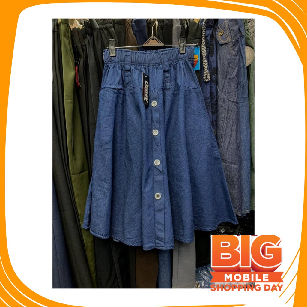 Bawahan remaja Anak Sekolah Kuliah Dewasa Street /  Rok Payung 3/4 Bawah Lutut Rok Kancing Termodis 