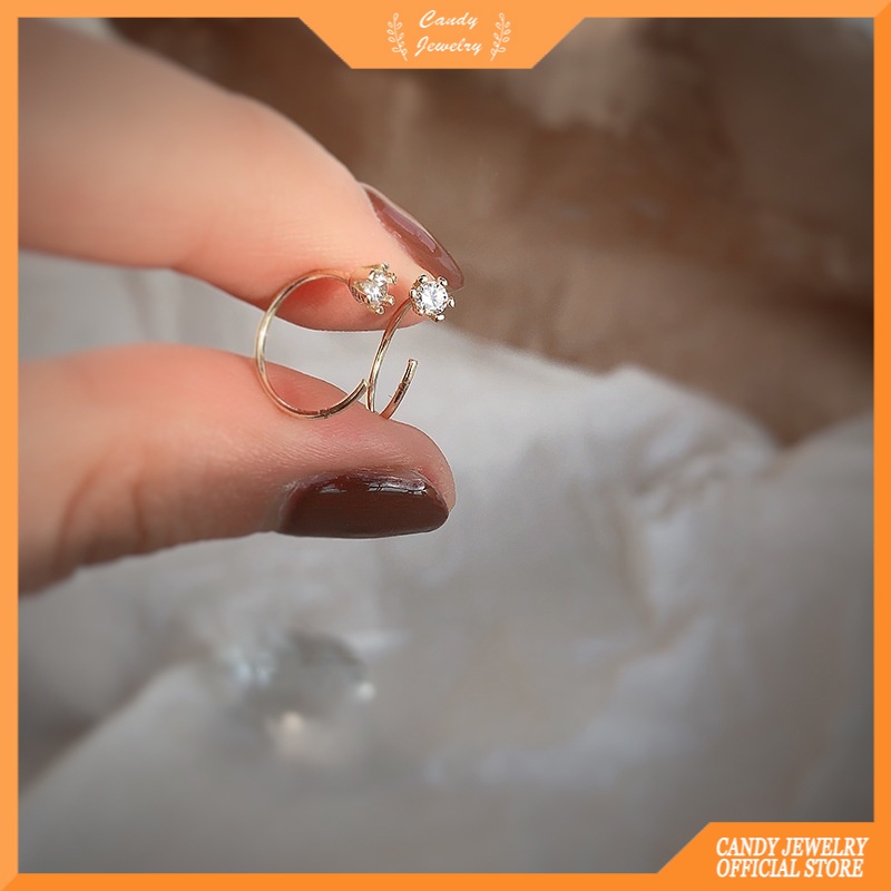 Candy Jewelry Fashion Zircon Copper Earring Rhinestone Hook Earrings for Women Silver Gold Color