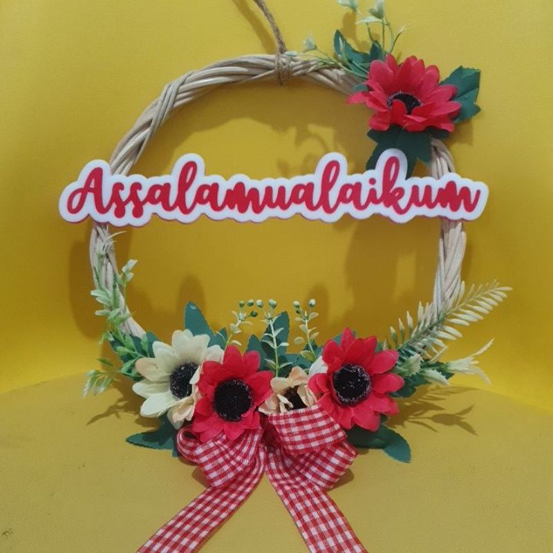 Home Decor Rustic Shabbychic/ Flower Wreath/ Hiasan Dinding/ Hiasan Pintu/ Rustic