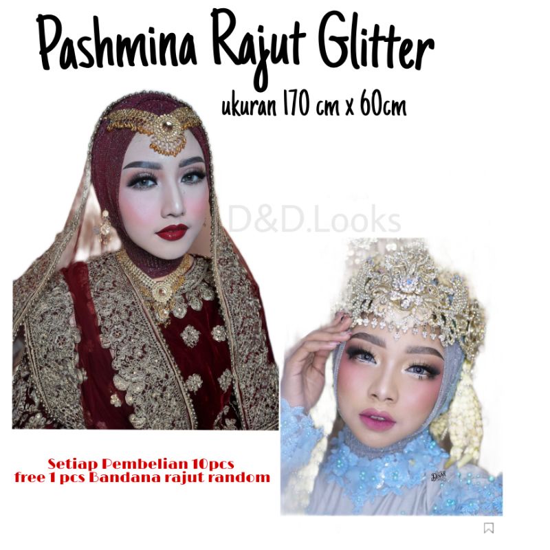 PASHMINA RAJUT GLITTER / PASHMINA RAJUT / HIJAB MURAH / RIAS PENGANTIN / PASMINA / KERUDUNG RAJUT-1