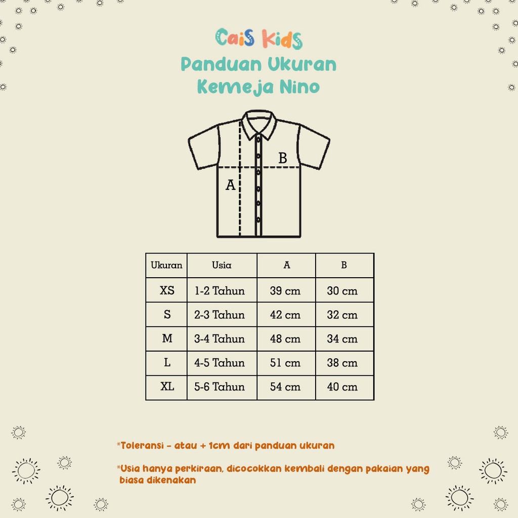 Nino Kemeja Anak Lengan Pendek Polos Bahan Katun Linen XS-M