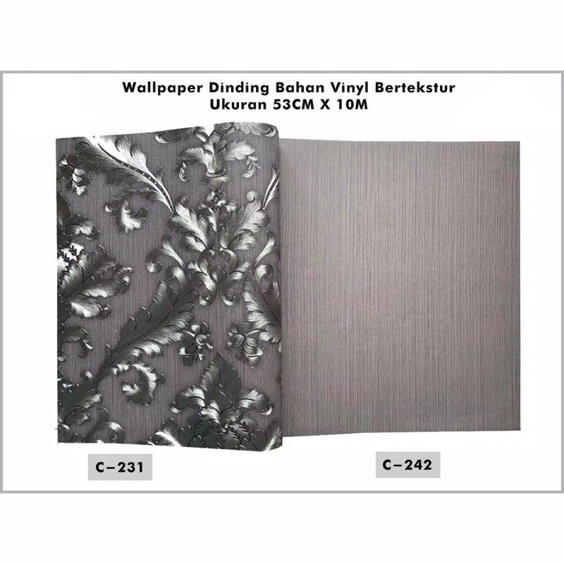 Wallpaper Dinding Murah Klasik Batik Merah Abu Cream Gold