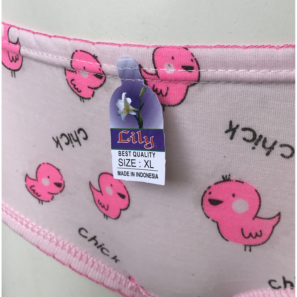 BAYIe - 6 PCS Celana Dalam / CD Anak Perempuan  Motif CHICK LILY Size S, M, L, XL / CD anak cewek