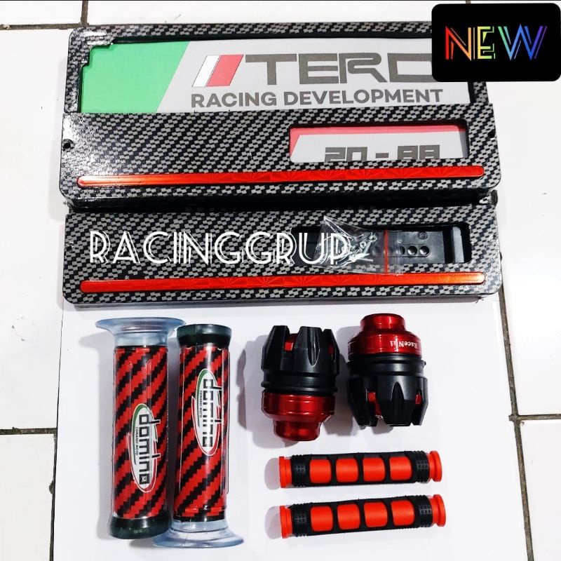 Paket plat carbon honda yamaha suzuki kawasaki komplit jalu as naga grip carbon karbon karet rem