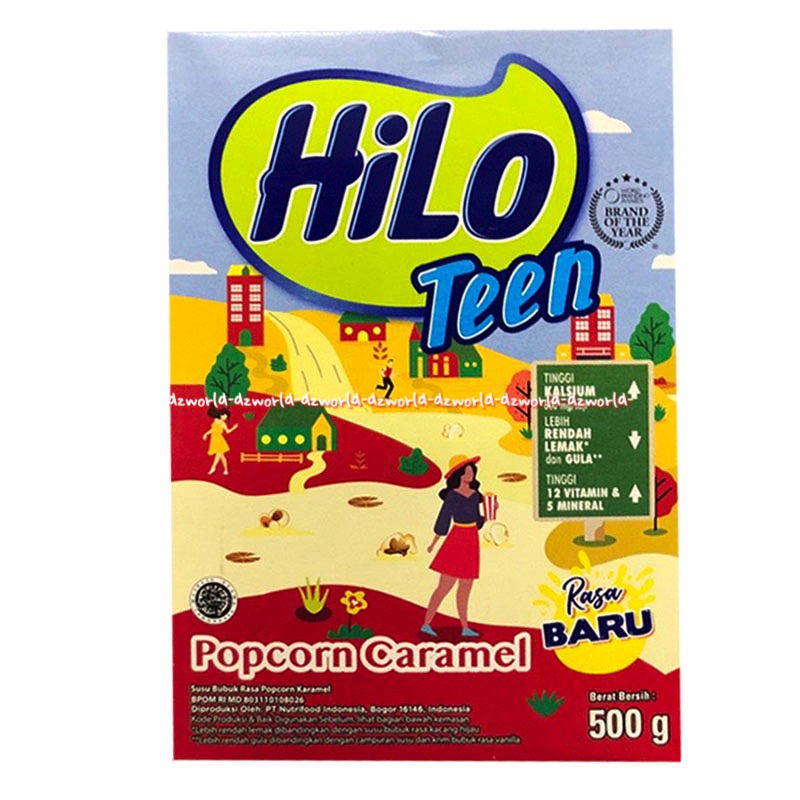 Hilo Teen Popcorn Caramel 500gr Susu Untuk Kalsium Pertumbuhan Tulang Hailo Ten Rasa Pop corn Karamel 500gr