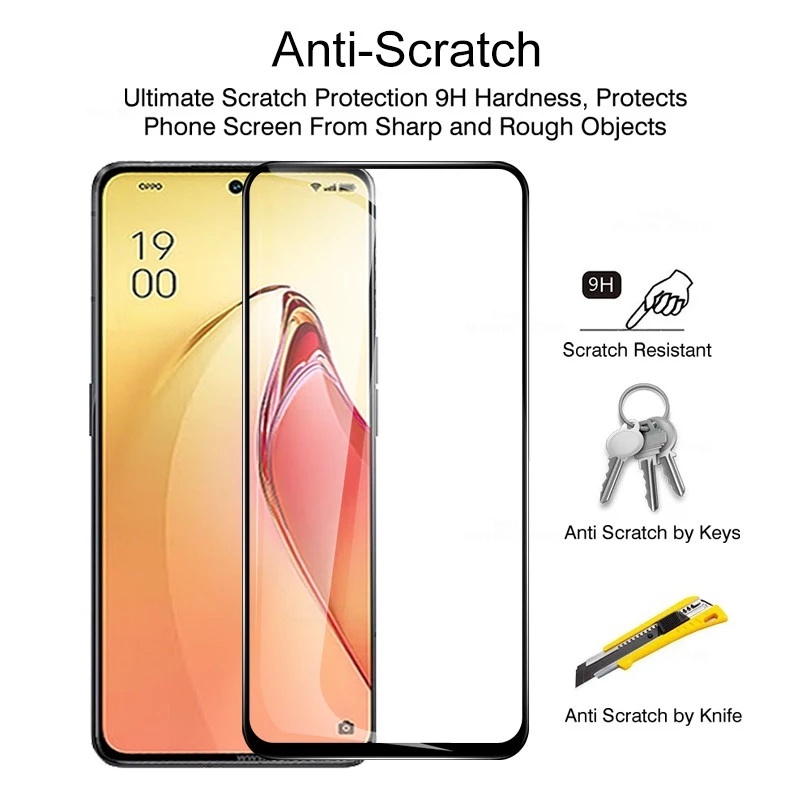 1pc Pelindung Layar Tempered Glass HD 9H Anti Silau / Sidik Jari Untuk Oppo Reno 8 Series