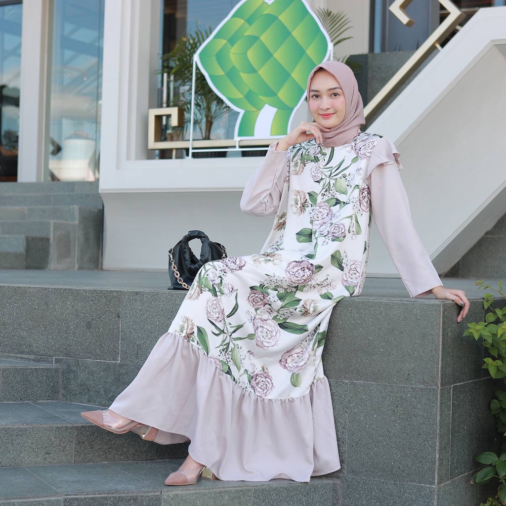 FLOWI MAXI Trend pakaian terbaru long dress A LINE klok muslim baju gamis gaun pesta cantik kondanga