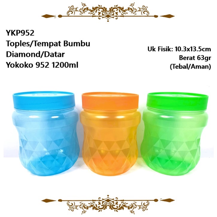 Toples Mini/Tempat Bumbu Diamond/Datar Yokoko 1.2L