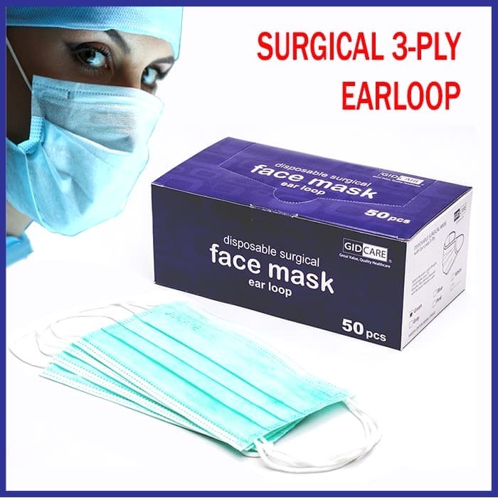 Masker Cantol Hijau GIDCARE/ Masker Earloop Medis GIDCARE